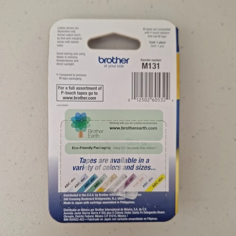 Brother P-Touch OEM Nonlaminated M Series Tape Cartridge M131 & M231W 1/2 in NEW